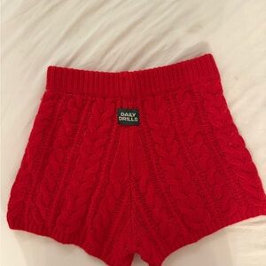 Daily Drills Vibrant Red Knit Shorts